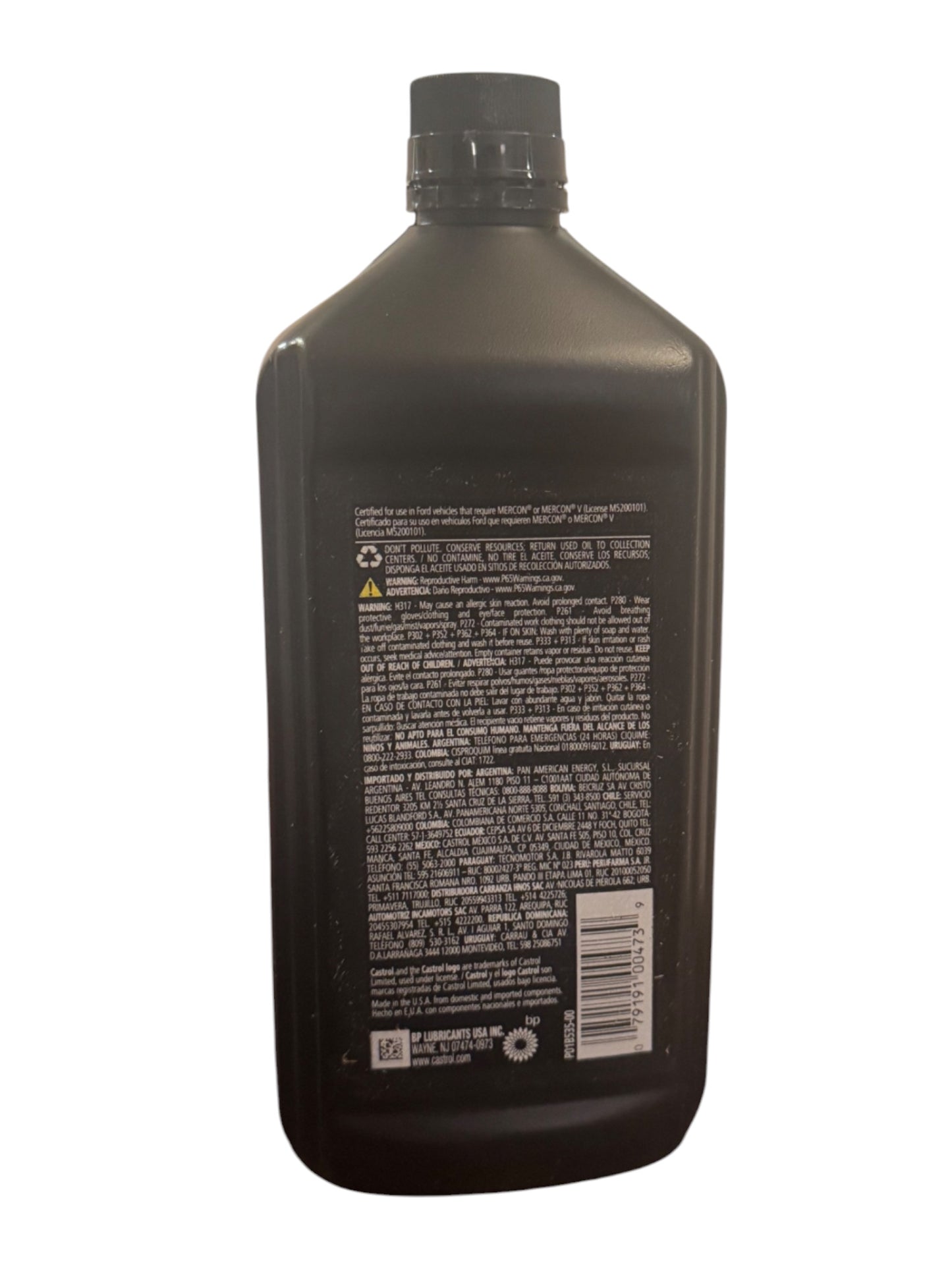 Castrol Transmax Mercon V – 1 US Quart (946ml) | Advanced Formula Automatic Transmission Fluid for Ford Vehicles