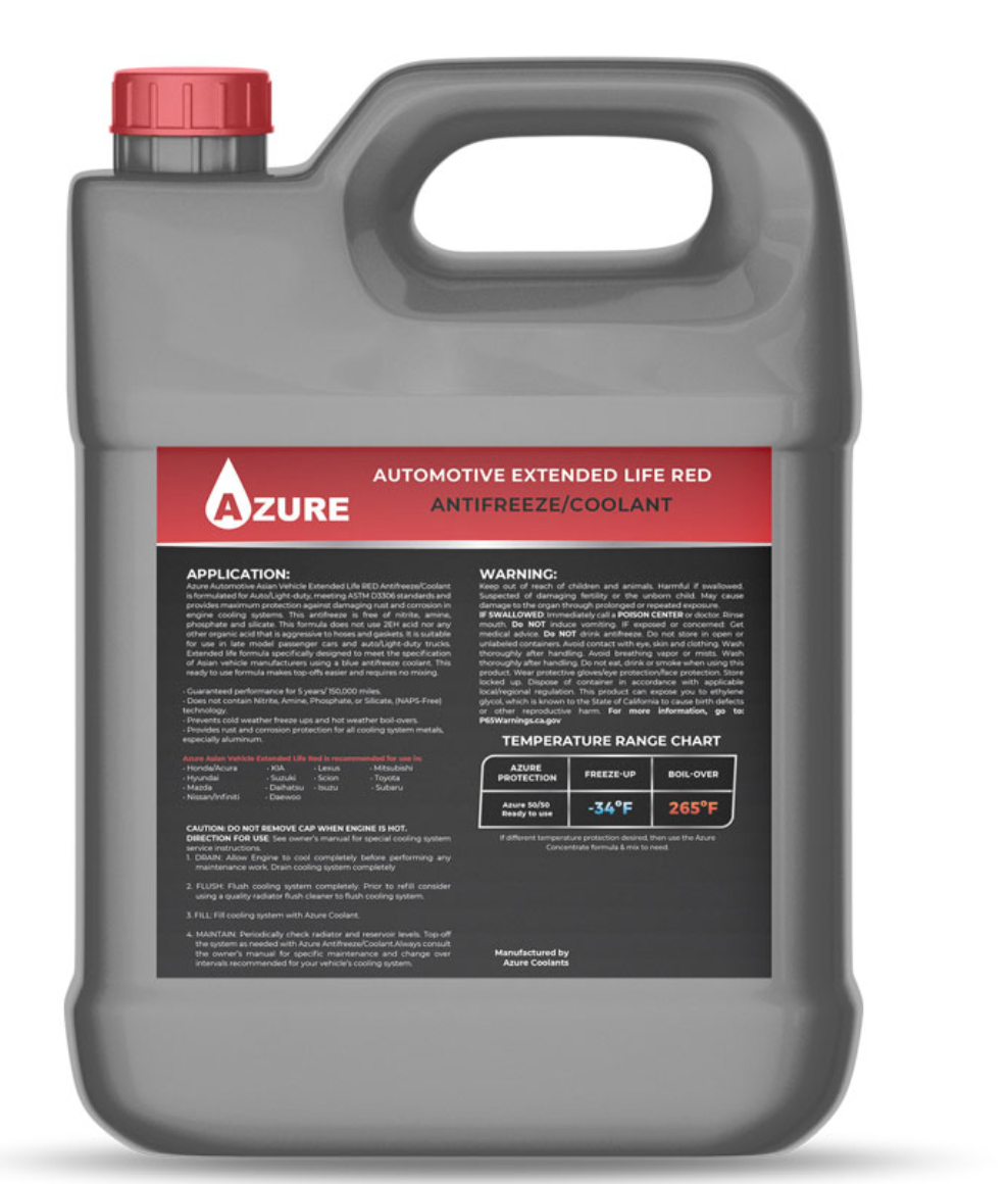 AZURE Automotive Asian Vehicles Extended Life RED – 1 Gallon (3.78 L)